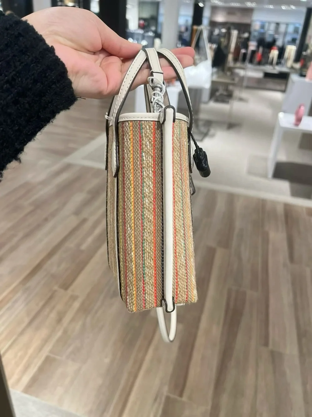NWT Tory Burch Perry Mini Striped Raffia Tote